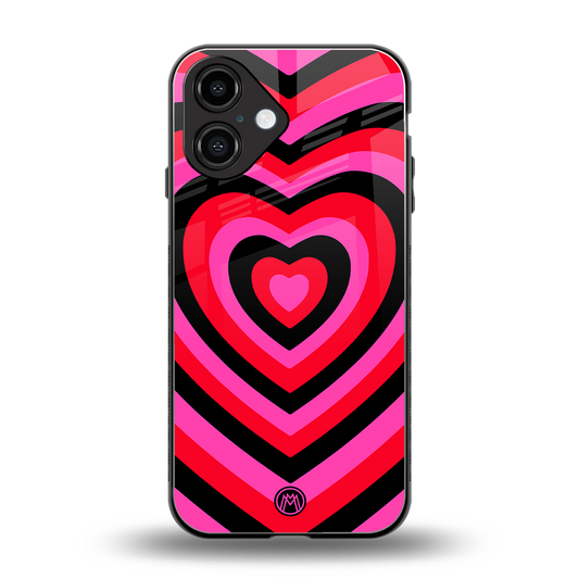 y2k black pink hearts aesthetic back phone cover | glass case for iphone 16