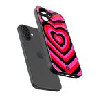 y2k black pink hearts aesthetic back phone cover | glass case for iphone 16
