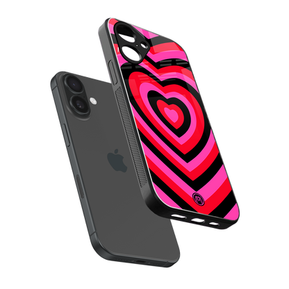 y2k black pink hearts aesthetic back phone cover | glass case for iphone 16