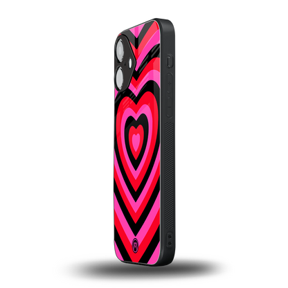 y2k black pink hearts aesthetic back phone cover | glass case for iphone 16