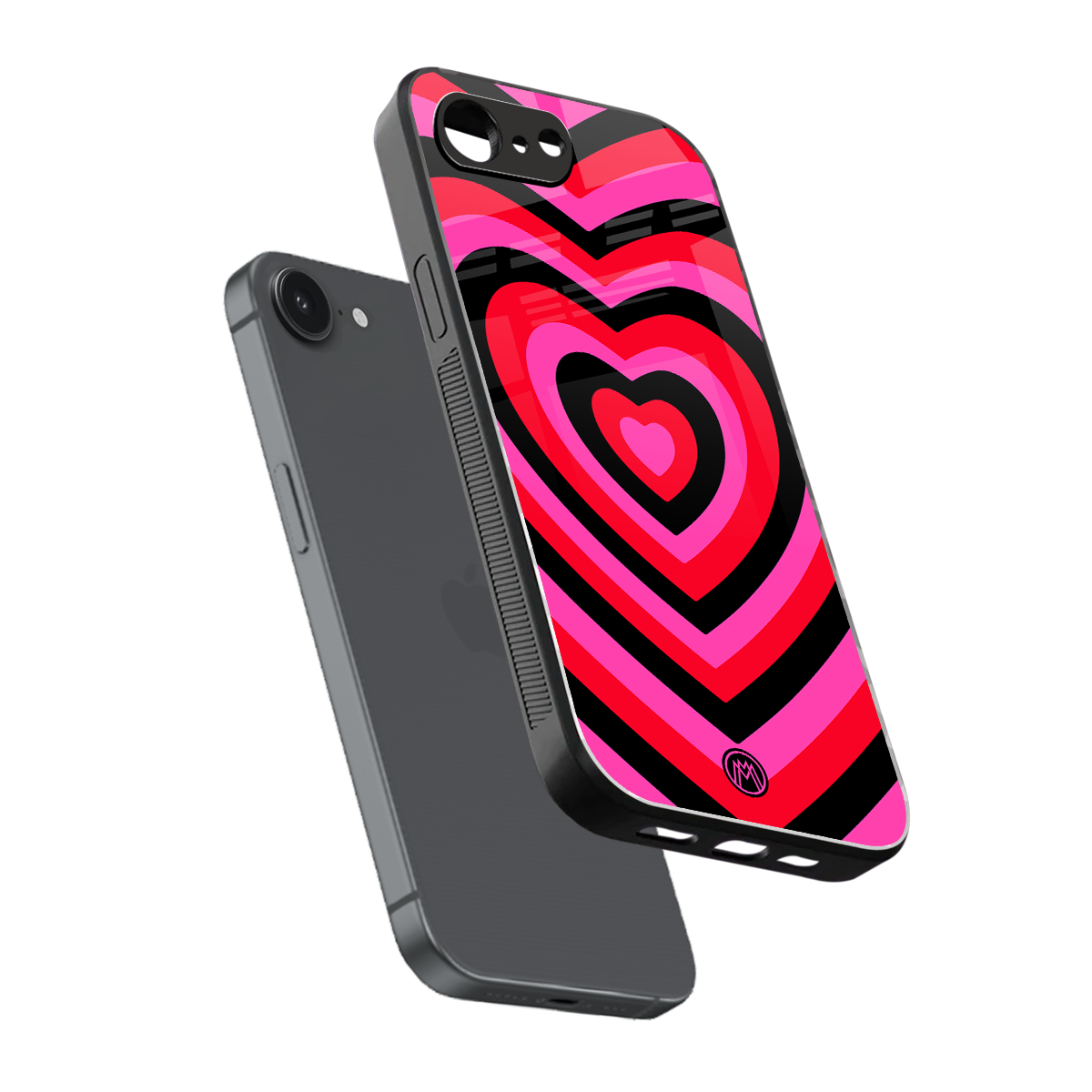y2k black pink hearts aesthetic back phone cover | glass case for iphone 16e