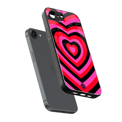 y2k black pink hearts aesthetic back phone cover | glass case for iphone 16e