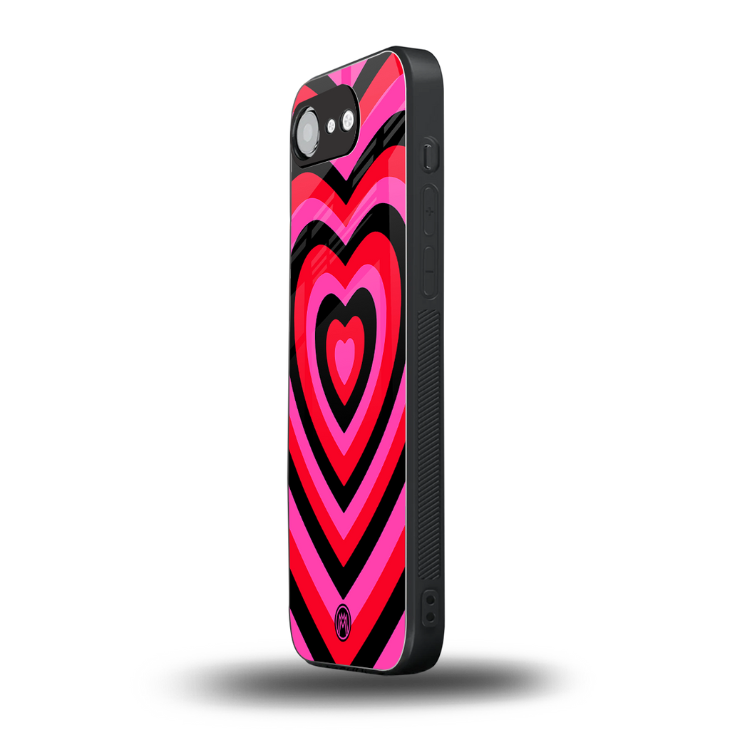 y2k black pink hearts aesthetic back phone cover | glass case for iphone 16e