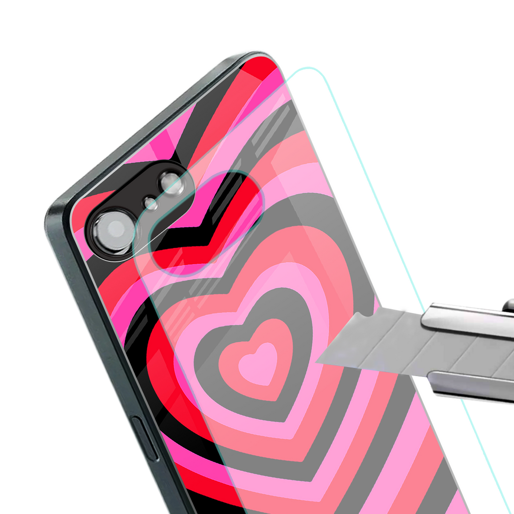 y2k black pink hearts aesthetic back phone cover | glass case for iphone 16e