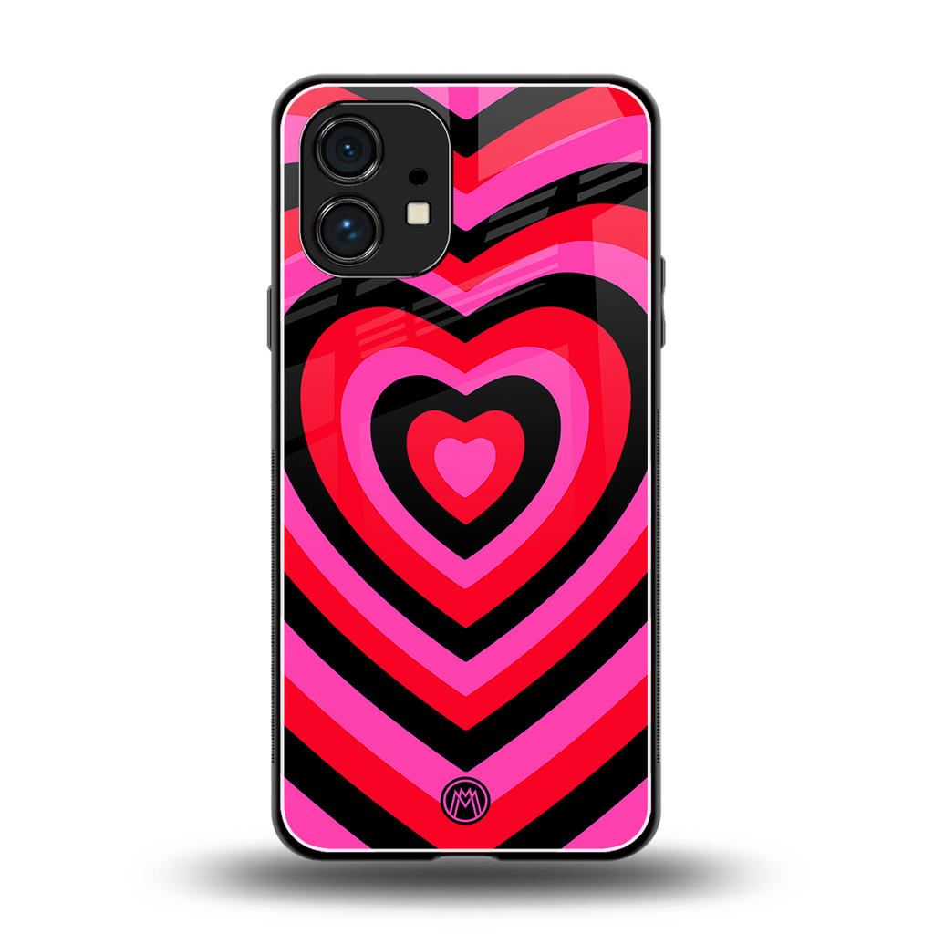 y2k black pink hearts aesthetic back phone cover | glass case for nothing phone 1