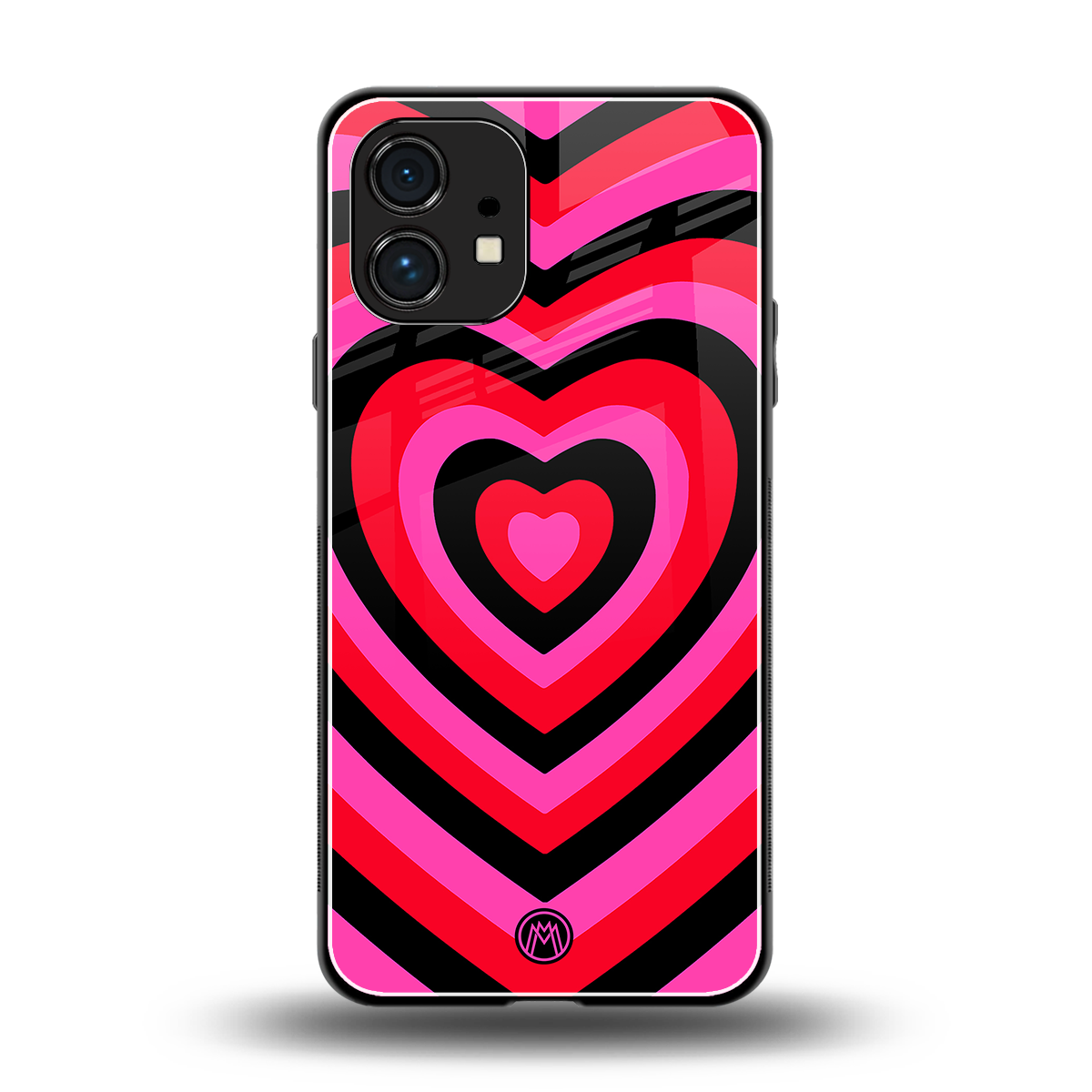 y2k black pink hearts aesthetic back phone cover | glass case for nothing phone 1