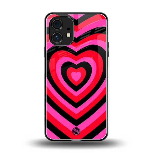 y2k black pink hearts aesthetic back phone cover | glass case for nothing phone 1