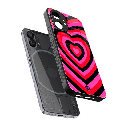 y2k black pink hearts aesthetic back phone cover | glass case for nothing phone 1