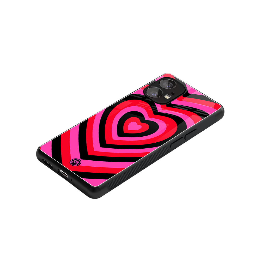 y2k black pink hearts aesthetic back phone cover | glass case for nothing phone 1