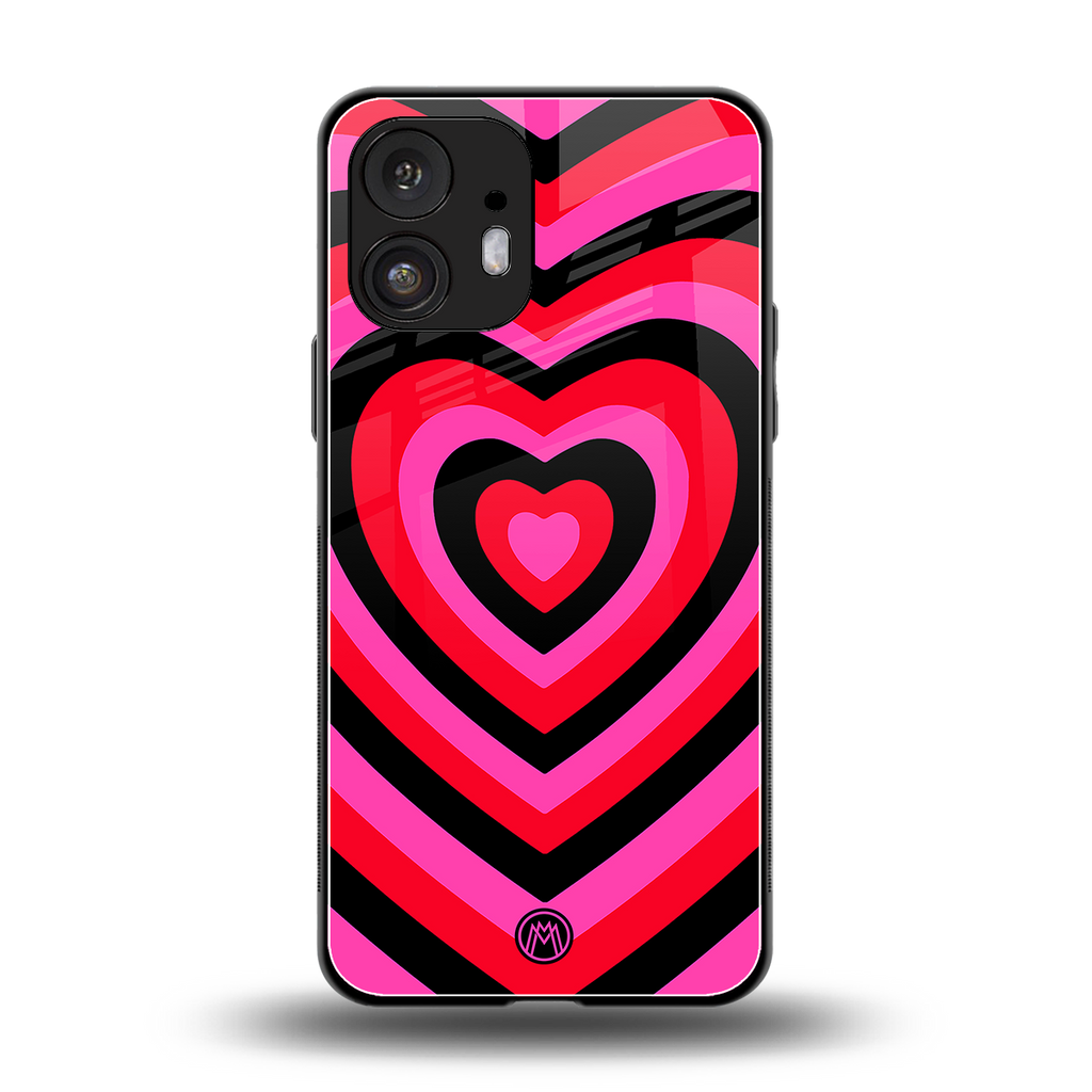 y2k black pink hearts aesthetic back phone cover | glass case for nothing phone 2
