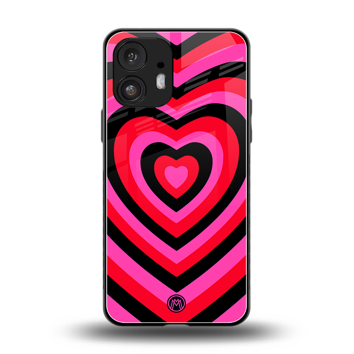 y2k black pink hearts aesthetic back phone cover | glass case for nothing phone 2