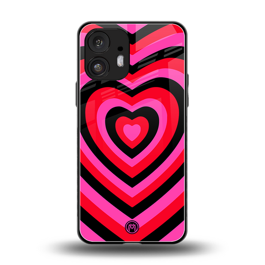 y2k black pink hearts aesthetic back phone cover | glass case for nothing phone 2