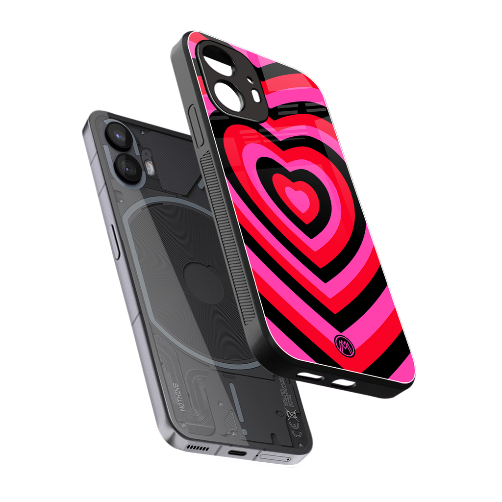 y2k black pink hearts aesthetic back phone cover | glass case for nothing phone 2