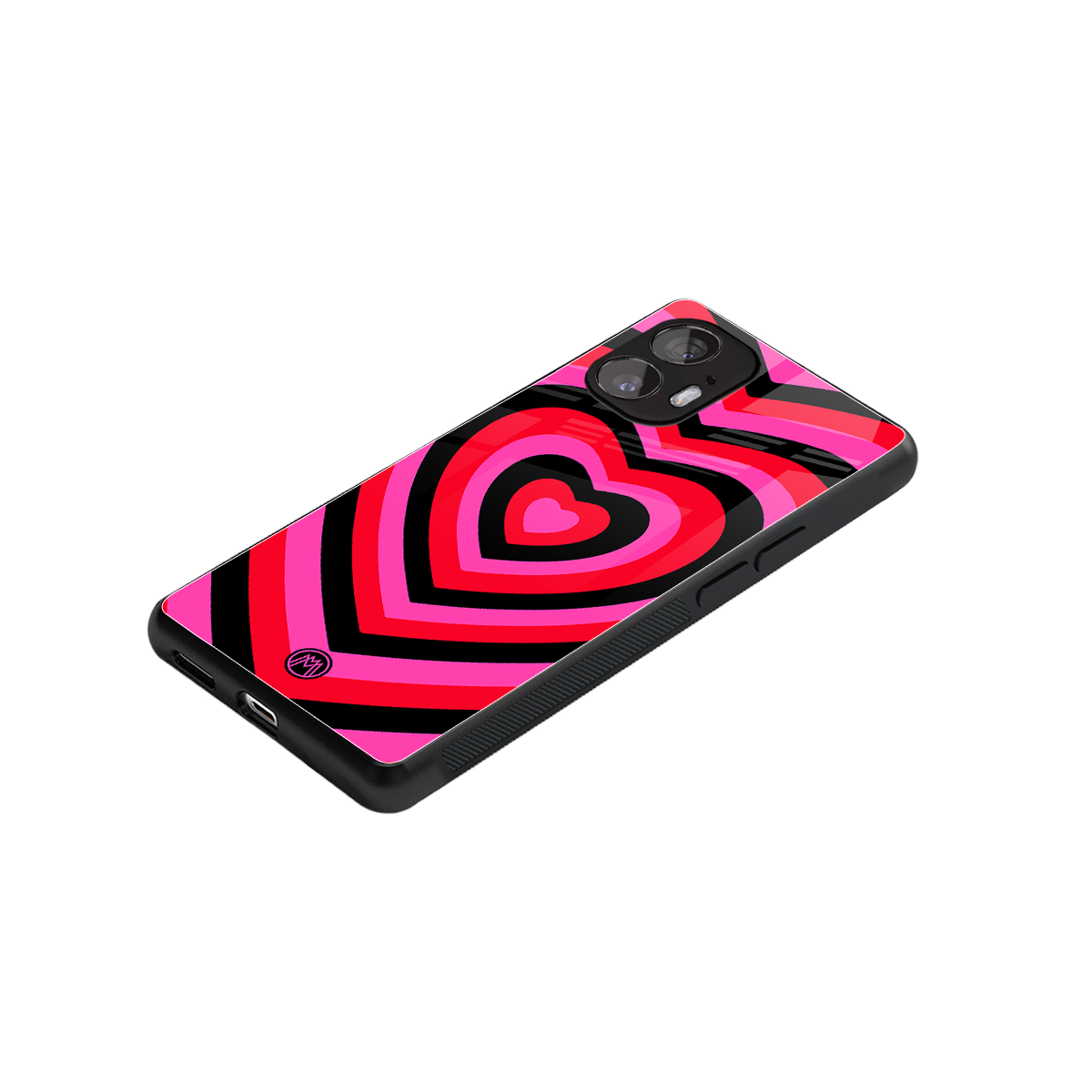 y2k black pink hearts aesthetic back phone cover | glass case for nothing phone 2