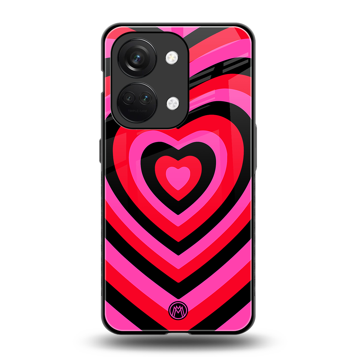 y2k black pink hearts aesthetic back phone cover | glass case for oneplus nord 3
