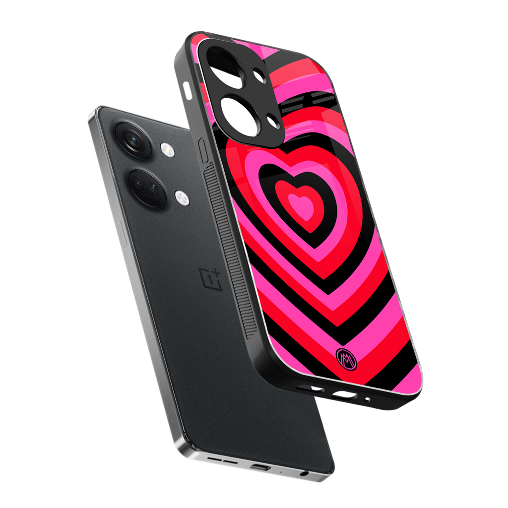 y2k black pink hearts aesthetic back phone cover | glass case for oneplus nord 3