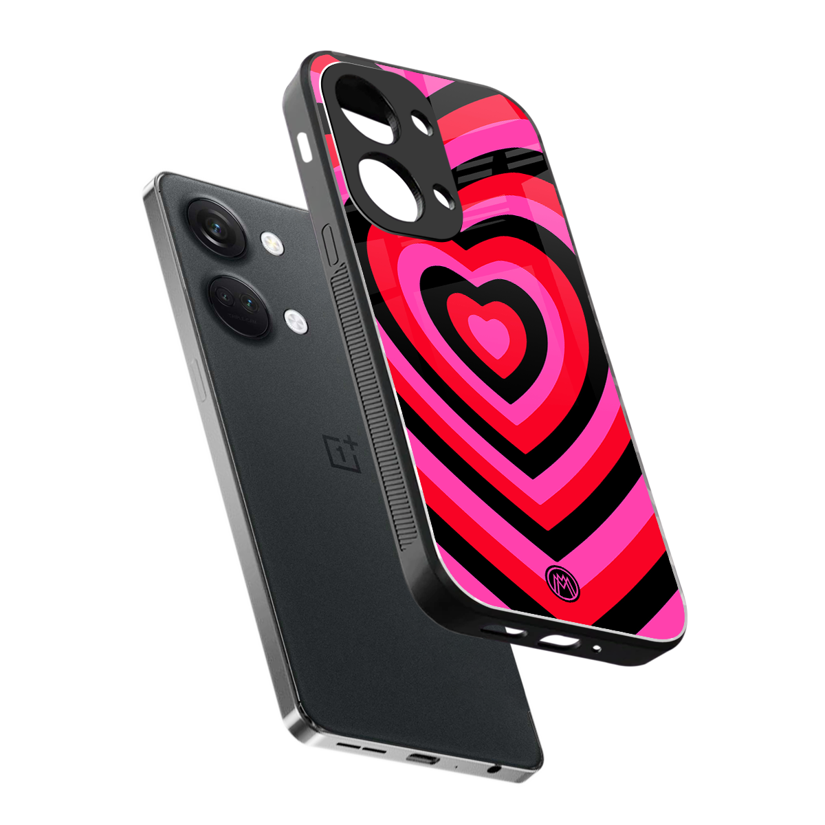 y2k black pink hearts aesthetic back phone cover | glass case for oneplus nord 3