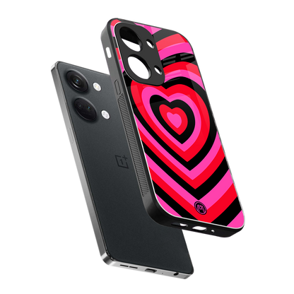 y2k black pink hearts aesthetic back phone cover | glass case for oneplus nord 3