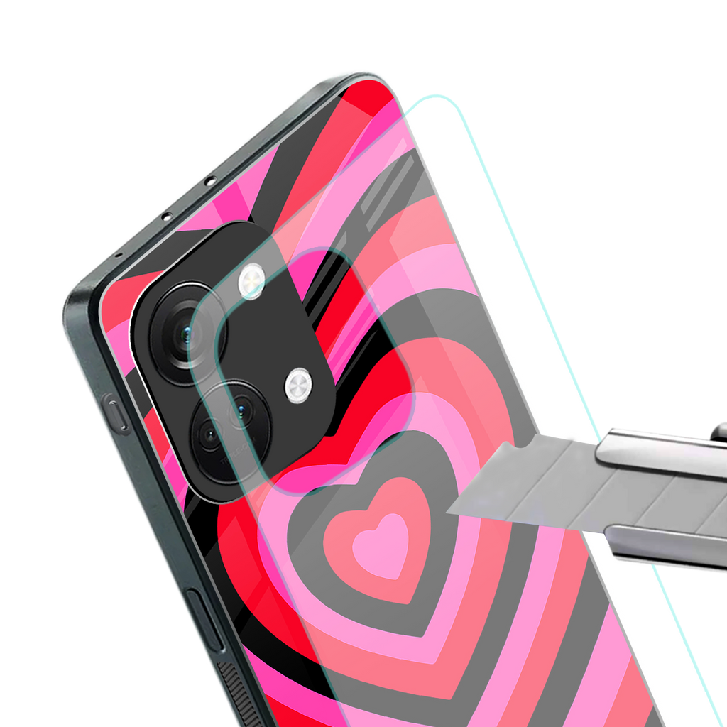 y2k black pink hearts aesthetic back phone cover | glass case for oneplus nord 3