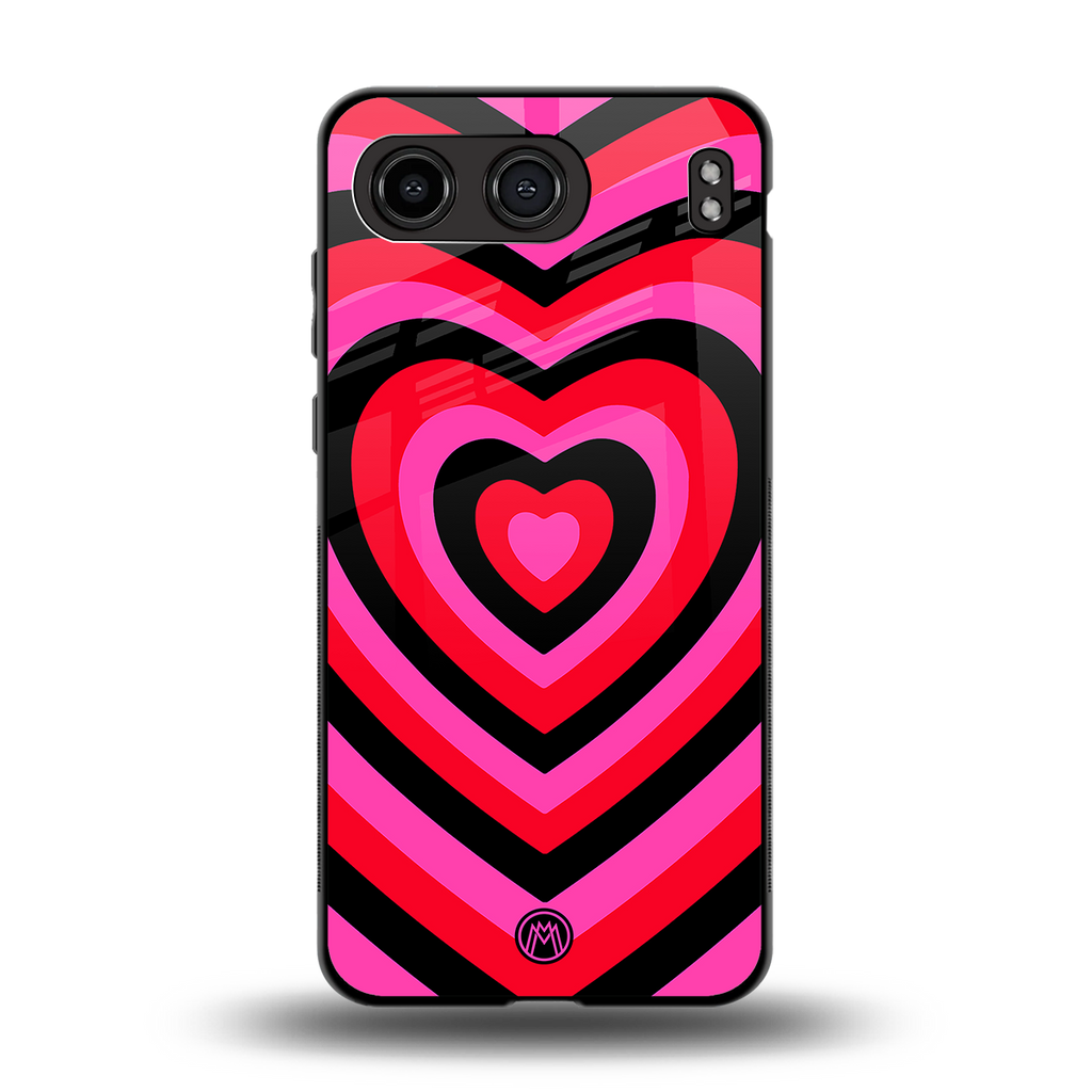 y2k black pink hearts aesthetic back phone cover | glass case for oneplus nord 4