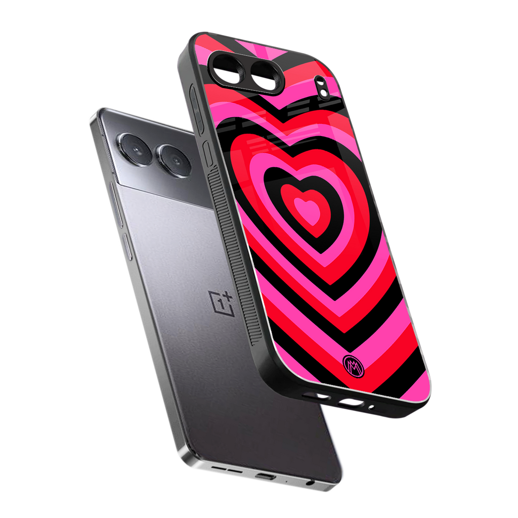 y2k black pink hearts aesthetic back phone cover | glass case for oneplus nord 4