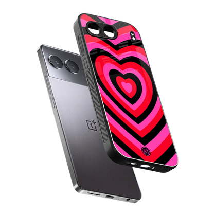 y2k black pink hearts aesthetic back phone cover | glass case for oneplus nord 4
