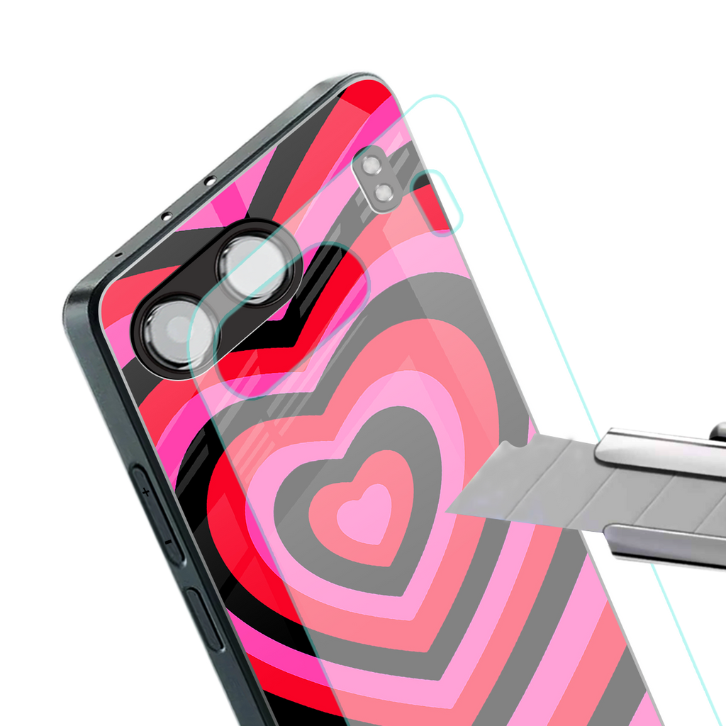 y2k black pink hearts aesthetic back phone cover | glass case for oneplus nord 4