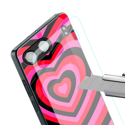 y2k black pink hearts aesthetic back phone cover | glass case for oneplus nord 4