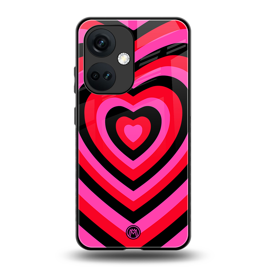 y2k black pink hearts aesthetic back phone cover | glass case for oneplus nord ce 3