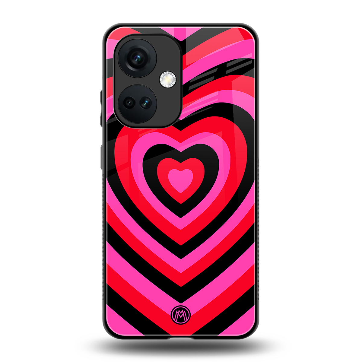 y2k black pink hearts aesthetic back phone cover | glass case for oneplus nord ce 3