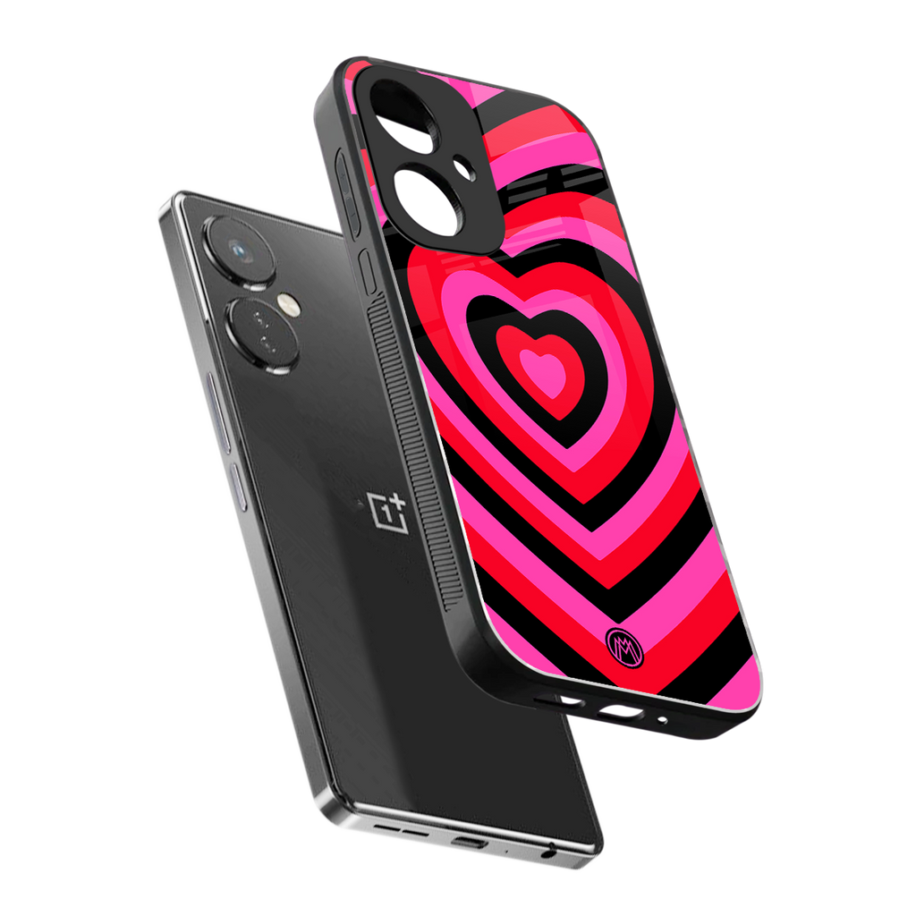 y2k black pink hearts aesthetic back phone cover | glass case for oneplus nord ce 3