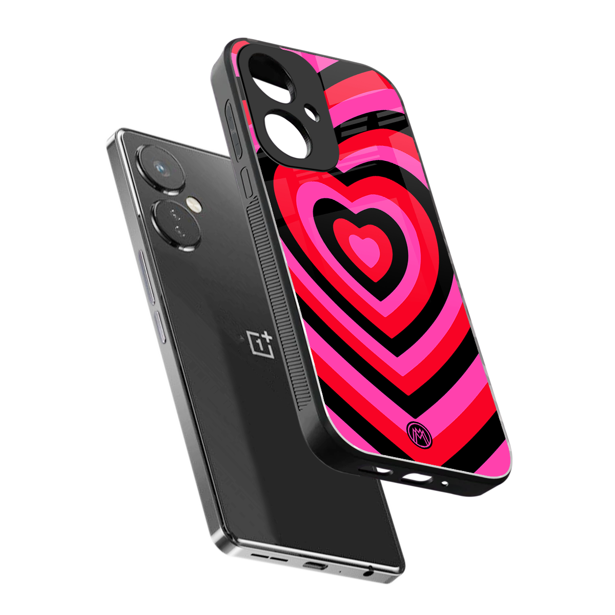 y2k black pink hearts aesthetic back phone cover | glass case for oneplus nord ce 3
