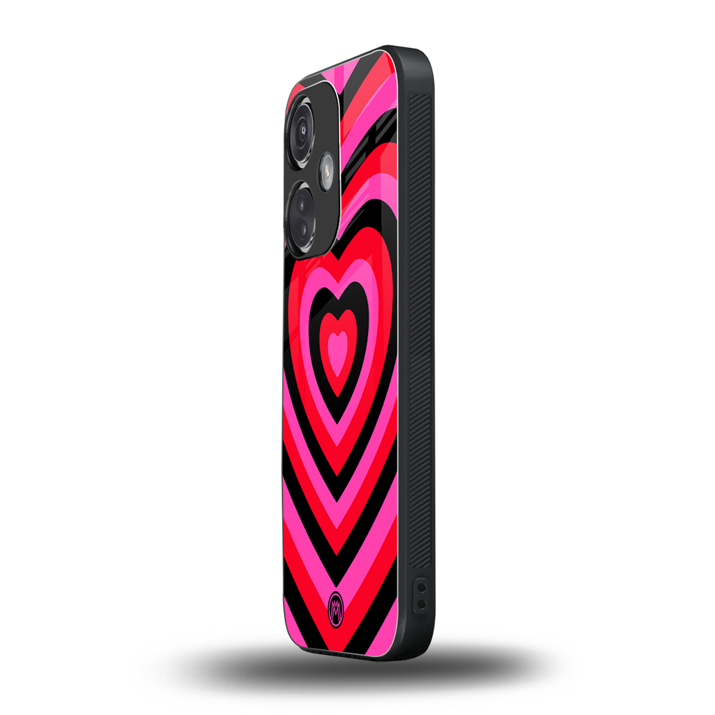 y2k black pink hearts aesthetic back phone cover | glass case for oneplus nord ce 3