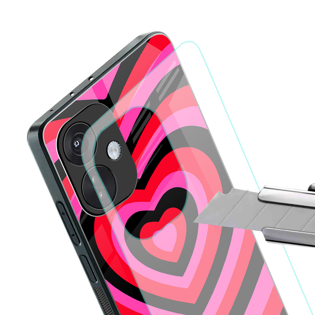 y2k black pink hearts aesthetic back phone cover | glass case for oneplus nord ce 3
