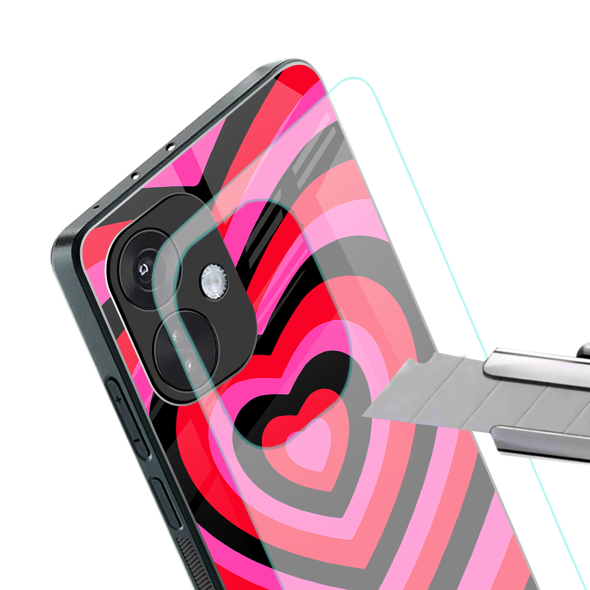 y2k black pink hearts aesthetic back phone cover | glass case for oneplus nord ce 3