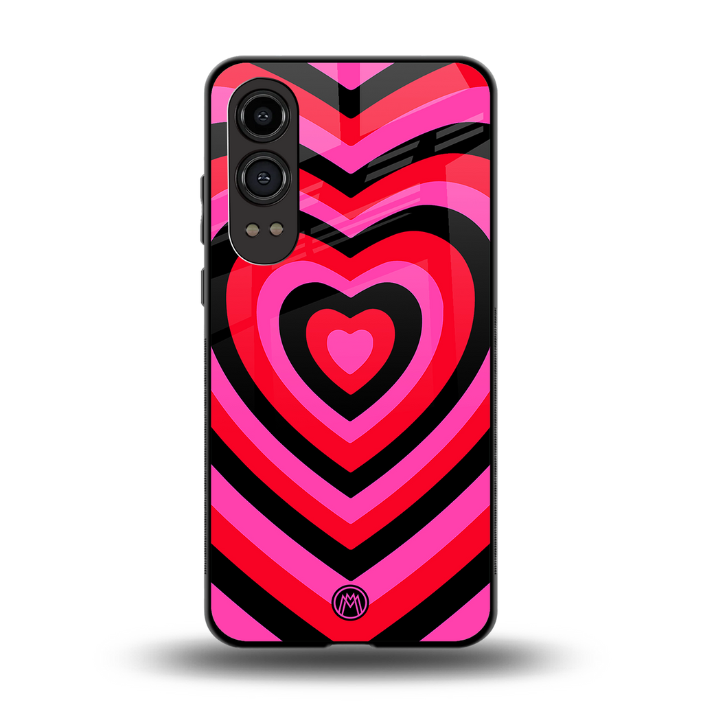 y2k black pink hearts aesthetic back phone cover | glass case for oneplus nord ce 4 lite