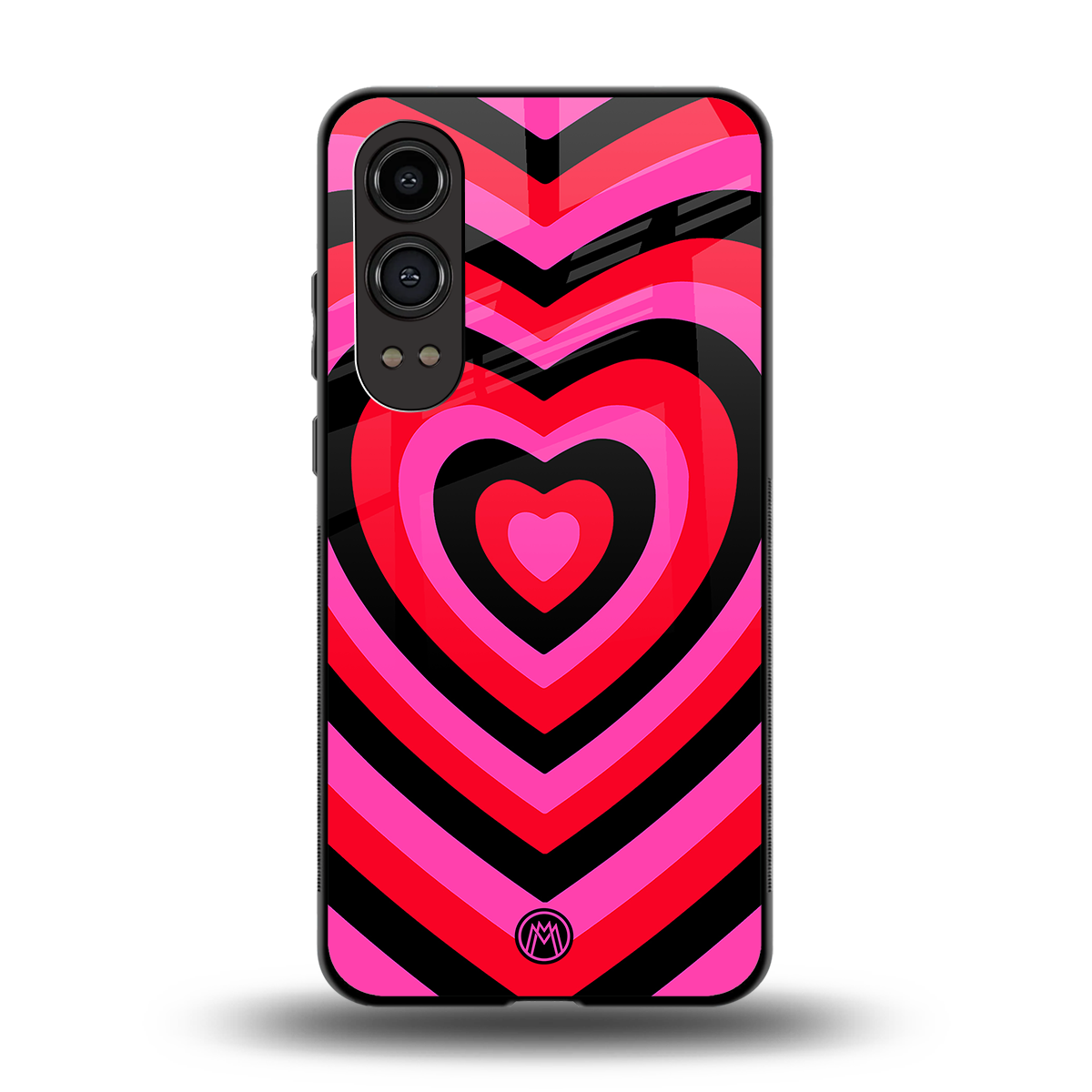 y2k black pink hearts aesthetic back phone cover | glass case for oneplus nord ce 4 lite