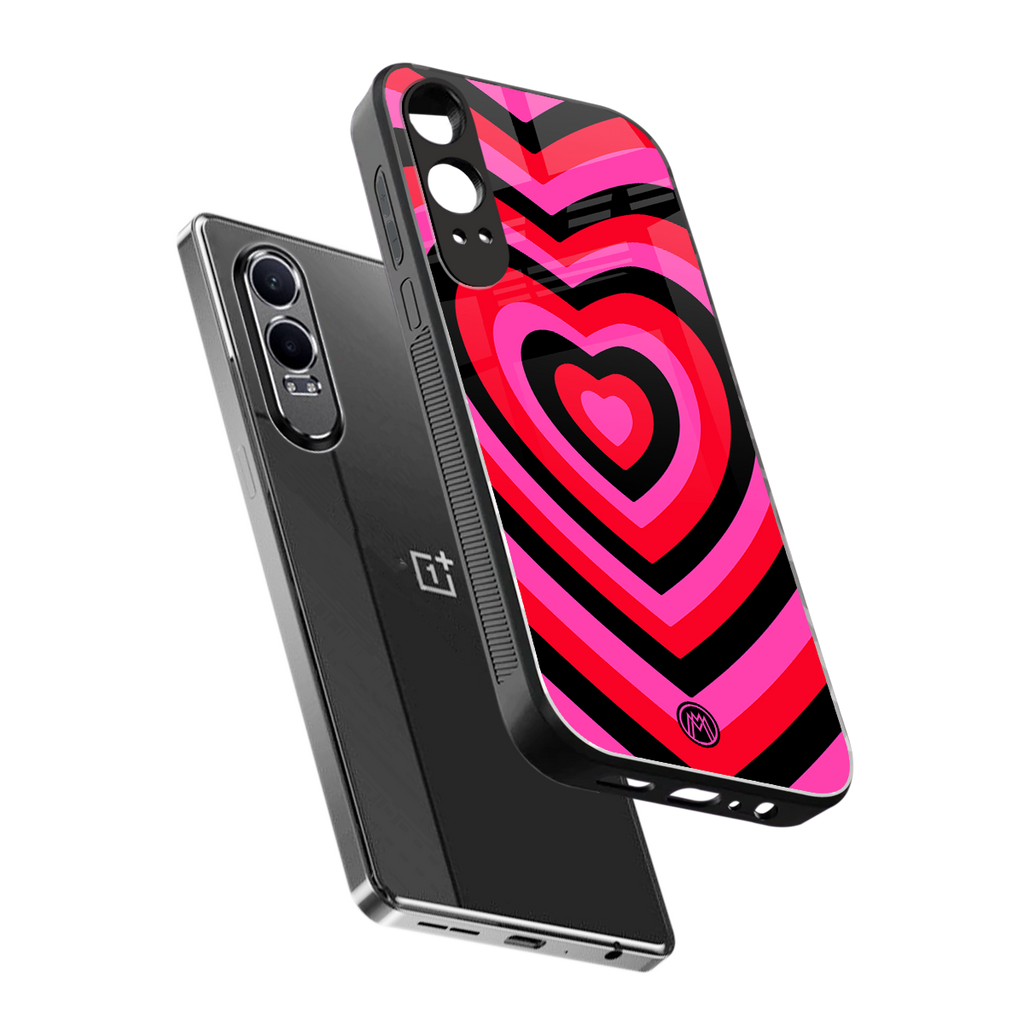 y2k black pink hearts aesthetic back phone cover | glass case for oneplus nord ce 4 lite