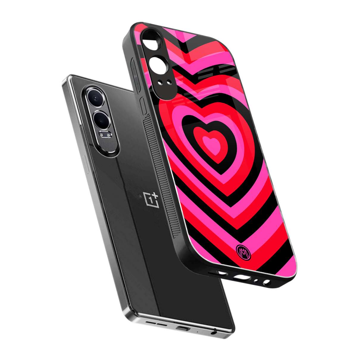 y2k black pink hearts aesthetic back phone cover | glass case for oneplus nord ce 4 lite