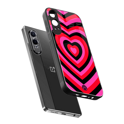 y2k black pink hearts aesthetic back phone cover | glass case for oneplus nord ce 4 lite