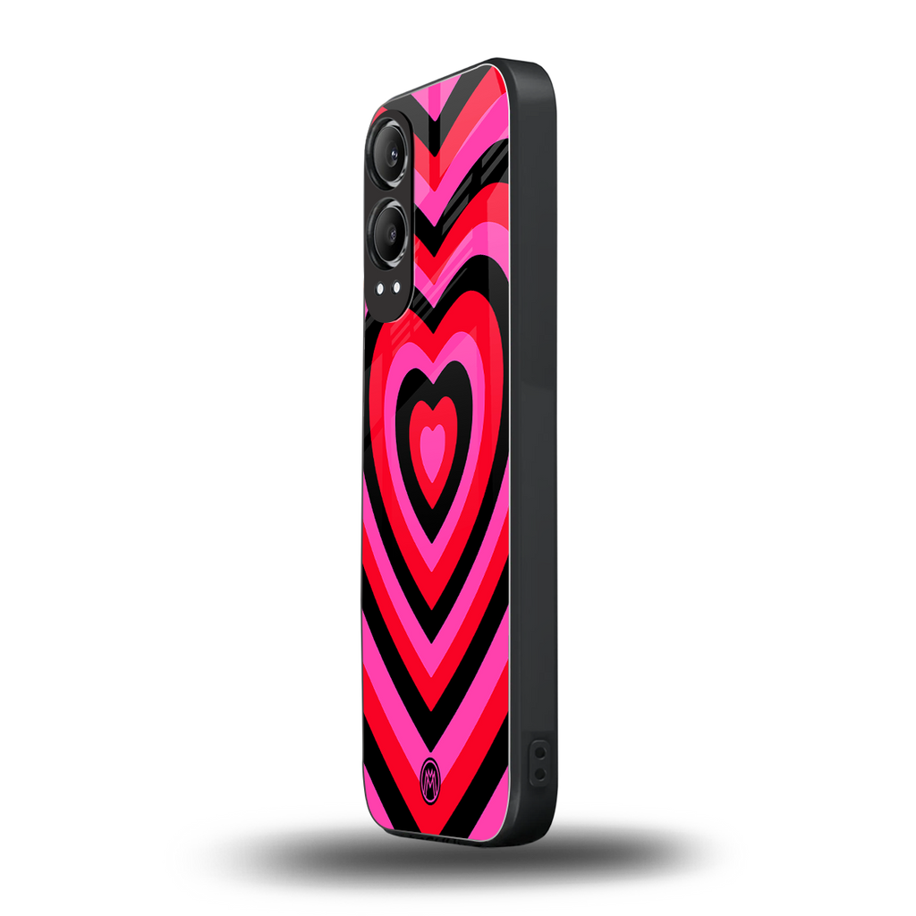 y2k black pink hearts aesthetic back phone cover | glass case for oneplus nord ce 4 lite