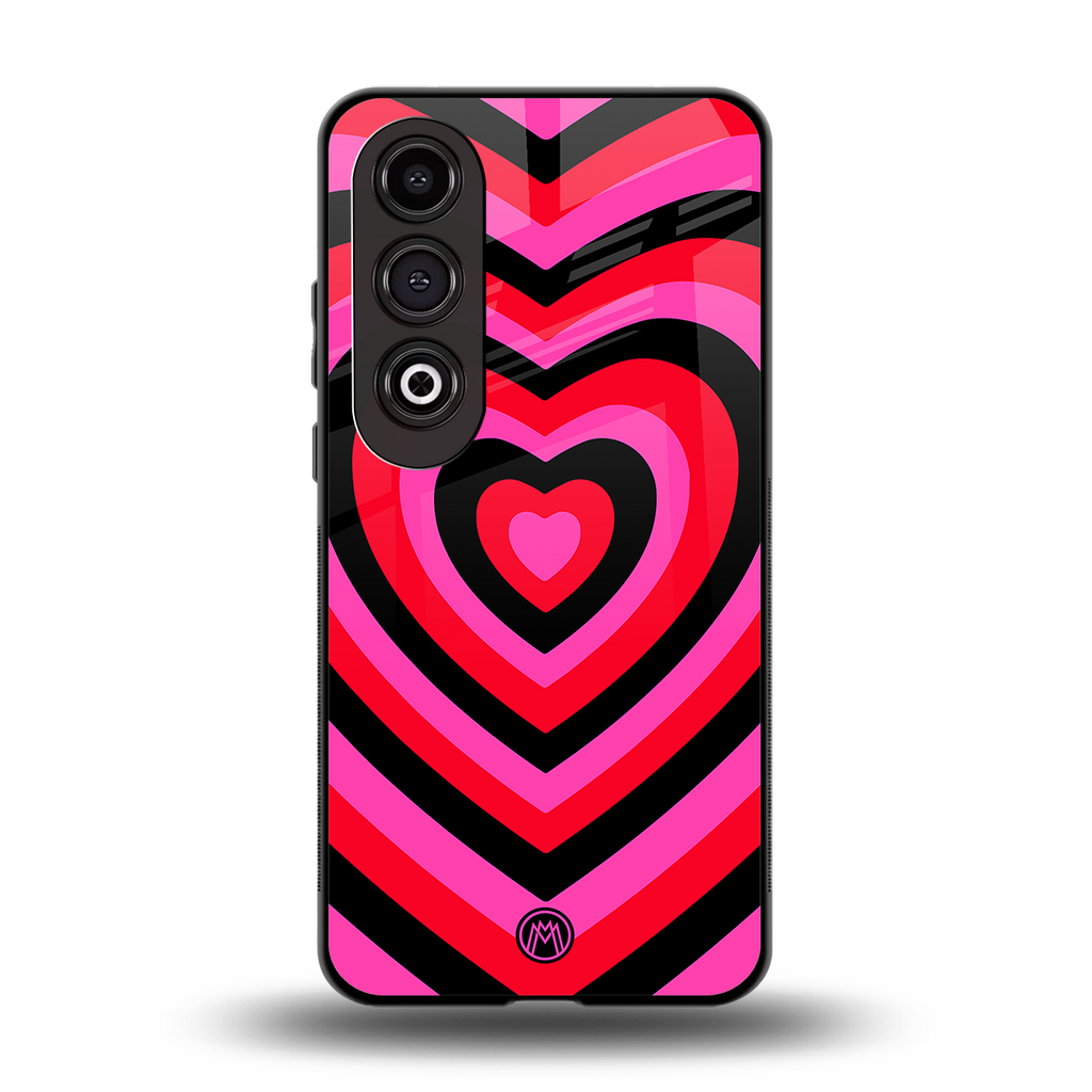 y2k black pink hearts aesthetic back phone cover | glass case for oneplus nord ce 4
