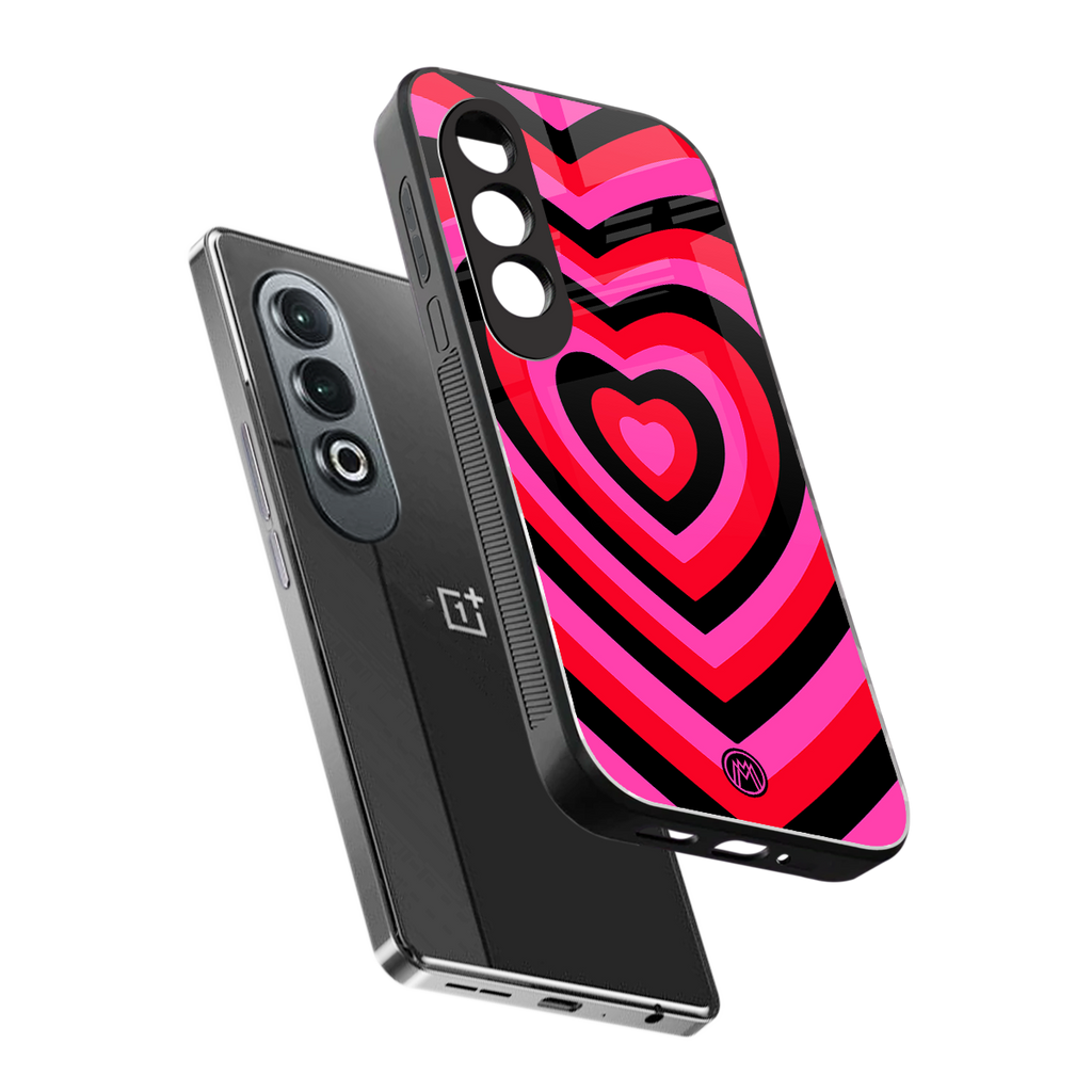 y2k black pink hearts aesthetic back phone cover | glass case for oneplus nord ce 4