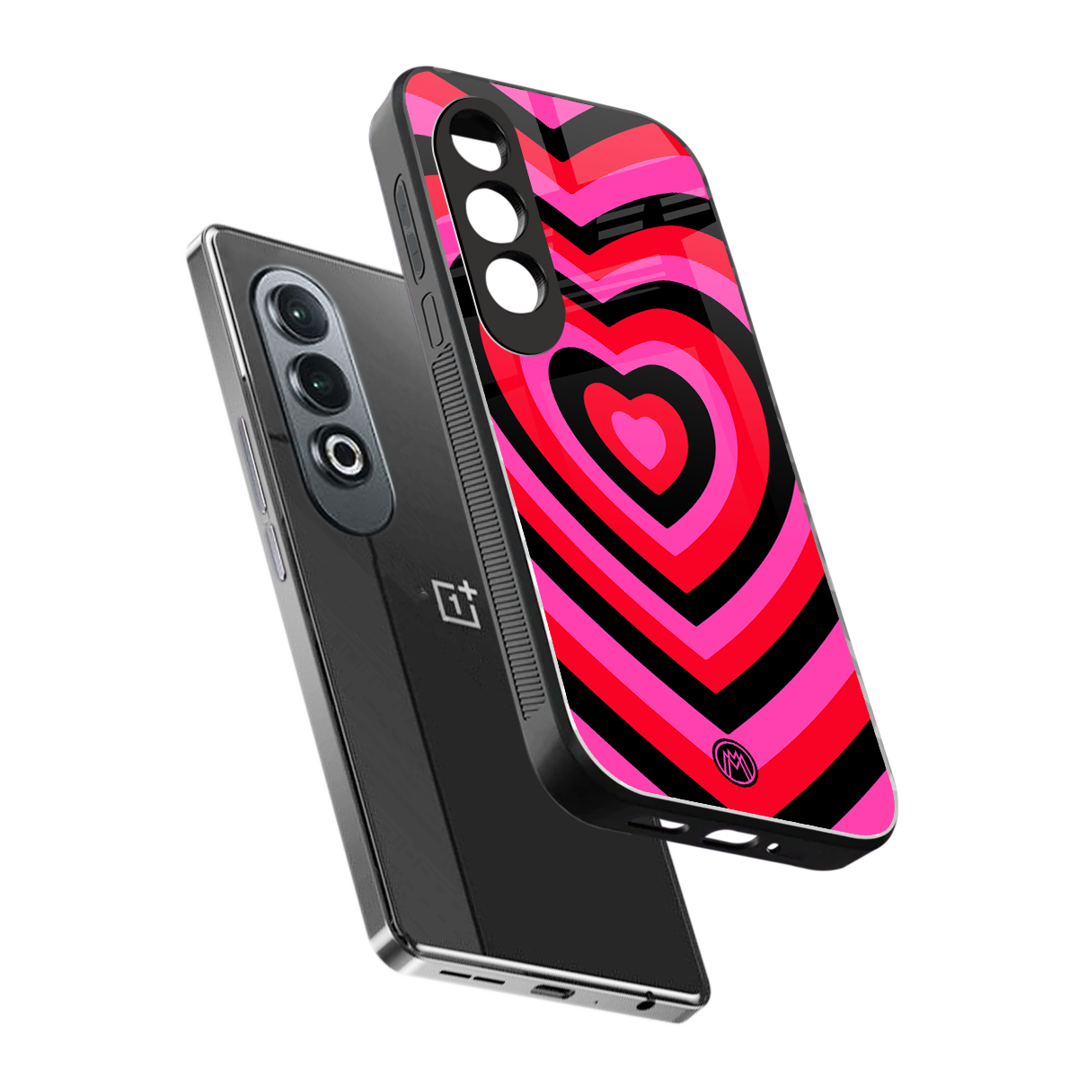 y2k black pink hearts aesthetic back phone cover | glass case for oneplus nord ce 4