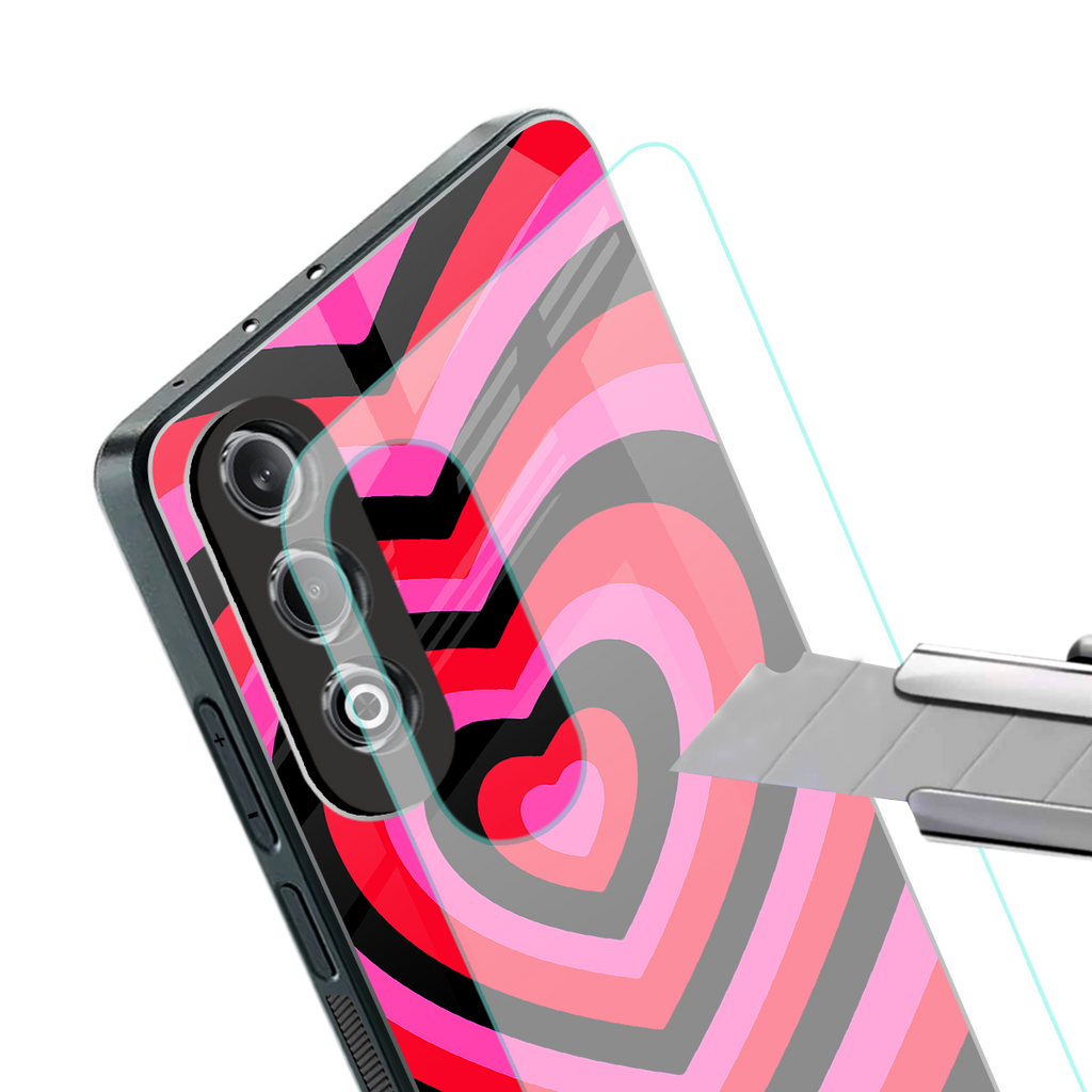 y2k black pink hearts aesthetic back phone cover | glass case for oneplus nord ce 4