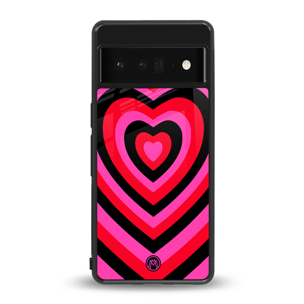 y2k black pink hearts aesthetic back phone cover | glass case for google pixel 6 pro