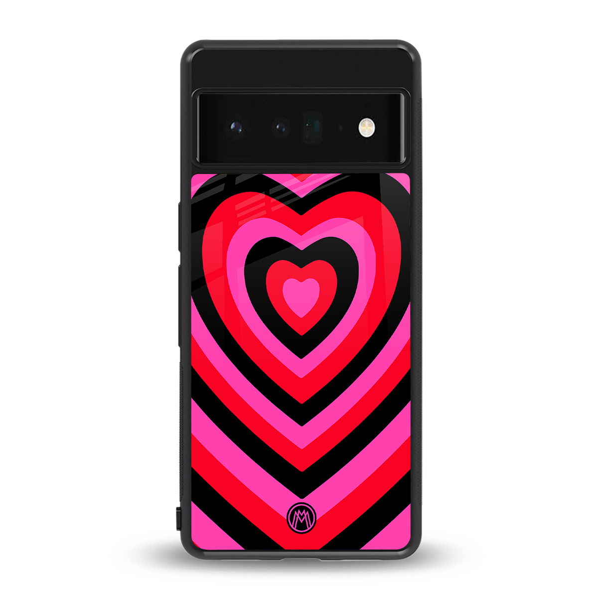 y2k black pink hearts aesthetic back phone cover | glass case for google pixel 6 pro