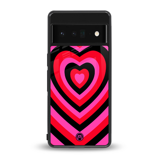 y2k black pink hearts aesthetic back phone cover | glass case for google pixel 6 pro