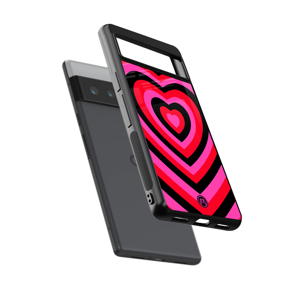 y2k black pink hearts aesthetic back phone cover | glass case for google pixel 6 pro