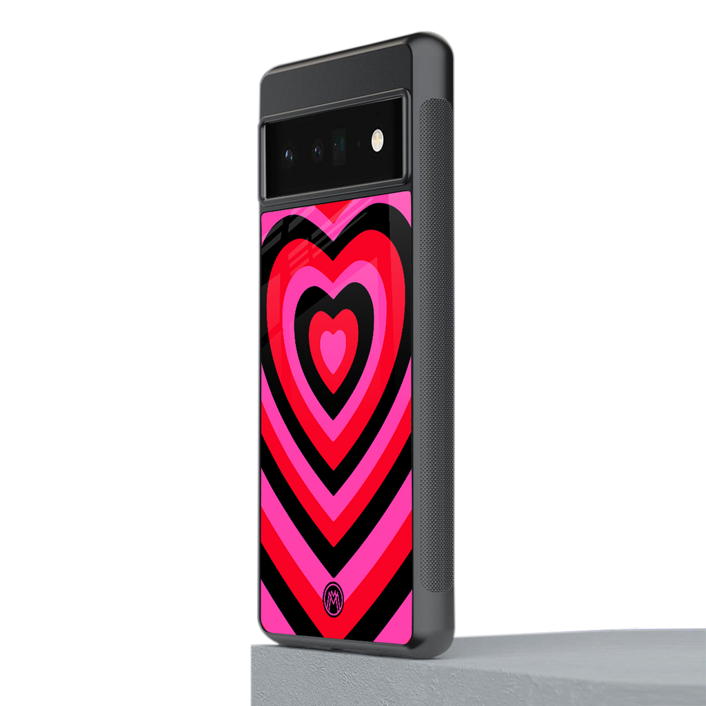 y2k black pink hearts aesthetic back phone cover | glass case for google pixel 6 pro